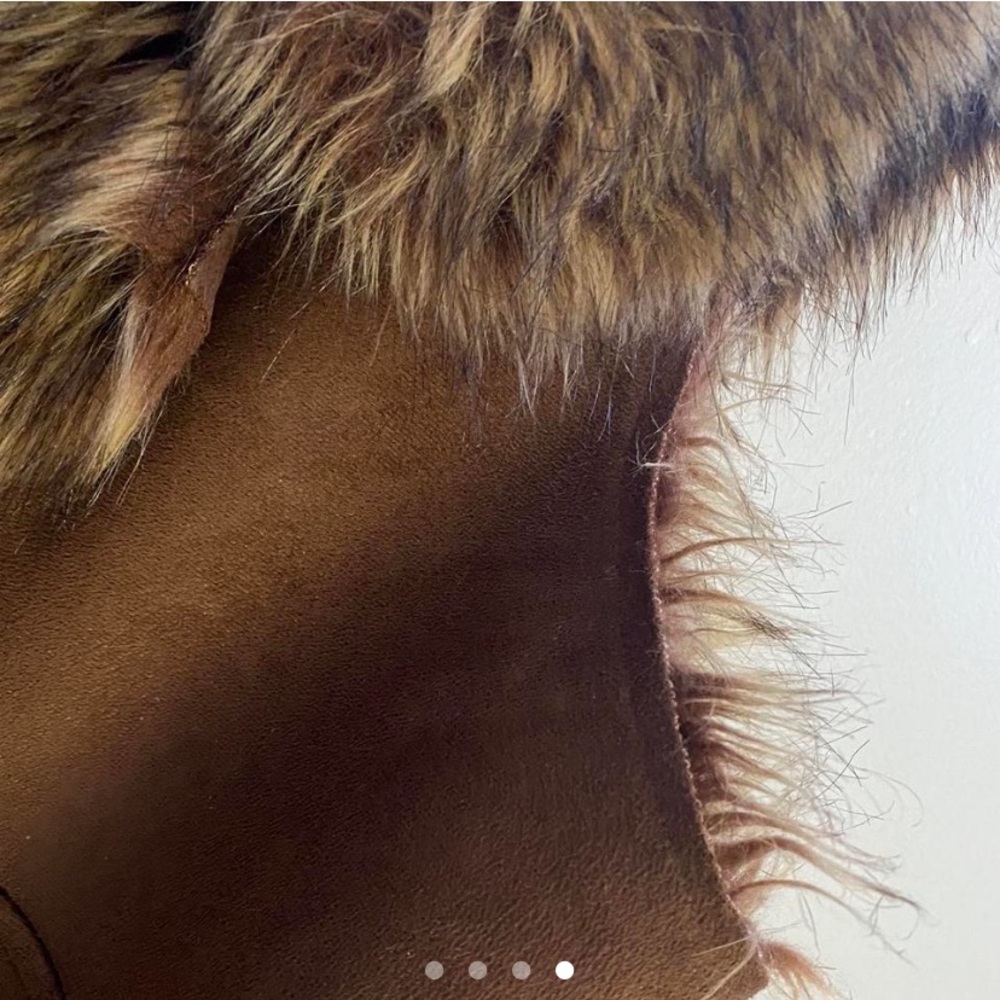 Vintage suede fluffy fur vest
